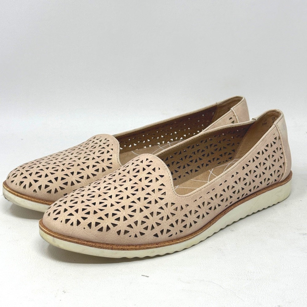 LifeStride Velocity Zamora Beige Pink Laser Cut Slip On Loafer Women 6M Tailored